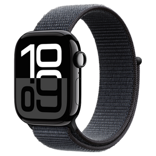 Apple Watch S10 配運動錶環 原廠保固, 曜石黑色鋁金屬錶殼 + 墨水色運動錶環, 42mm, GPS
