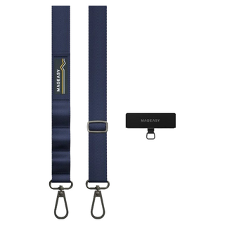 MAGEASY STRAP 掛繩/掛繩片組,適用於iPhone全系列,長度74cm-130cm, 極簡藍, 1組