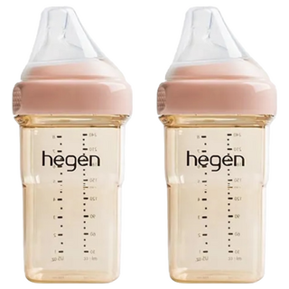 hegen 金色奇蹟PPSU多功能方圓型寬口奶瓶2件組 嫣粉色 240ml - 寶寶輕鬆抓握，安全材質，寬口易清洗, 1組