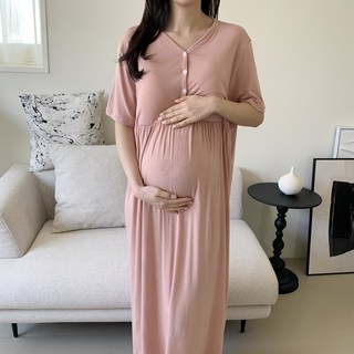 루시드라잇 국산 굿하임 반팔 캡내장 수유원피스 임부복 홈웨어