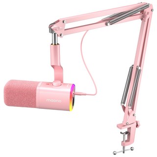 마오노 USB XLR 다이나믹 마이크 게이밍 방송용 녹음용 PD100X, PD100XS(암 스탠드형), 핑크