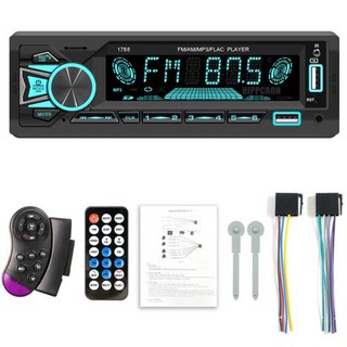 SINOVCLE 자동차 라디오 1din Srereo 블루투스 MP3 플레이어 FM 수신기 원격 제어 AUX USB TF 카드 대시 키트, Radio With FK, 2) Radio With FK, 1개
