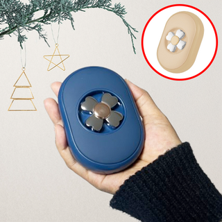 잇츠트렌디 충전식 핫팩 플라워 손난로 10000mAh 대용량 보조배터리 파우치 스트랩포함, 1+1네이비