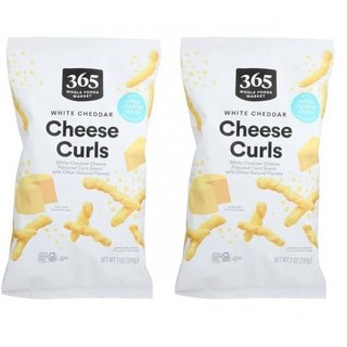 365 by Whole Foods Market 과자 칩 바이 홀 푸드스 마켓 화이트 체다 치즈 컬 7 온스, 7 온스 (2개 묶음), 2개