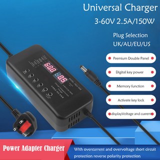 디스플레이 화면 포함 조절식 전원 어댑터 충전기 리튬 이온 배터리 충전기 3V-60V 150W 2.8V 14V 28V 36V 48V 56V 60V, AU plug