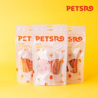 3개묶음 페츠로 닭안심 육포 3개 국내산 수제간식, 3개, 60g