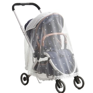 맘네스트 유모차 트라이크 레이스 가리개 여름 자수 망사 덮개 벌레차단 간편 모기장 커버, 크라운, 1개, 크라운