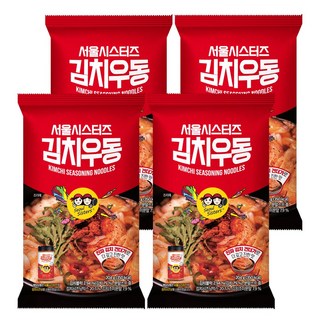 서울시스터즈 김치우동 봉지면 밀키트 전골 술안주 캠핑요리, 204g, 4개