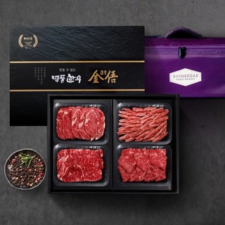 냉장 1+등급 암소한우선물 1.5kg(등심500g+갈비살500g+채끝250g+치마살250g), 1세트