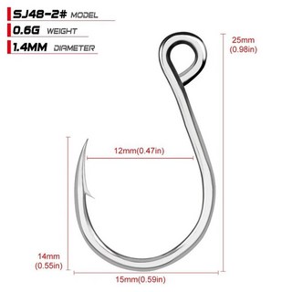 PROBEROS 고탄소강 지깅 후크 지그 큰 낚시 후크 바닷물 물고기 후크 2 #-4 #-6 #-1/0-11/0, 9. SJ48N2, 1개