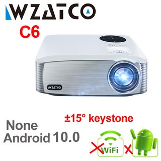 새로운! WZATCO C6 300인치 안드로이드 9.0 WIFI 풀 HD 1920x1080P LED 프로젝터 비디오 Proyector 홈 시어, 01 C6 white