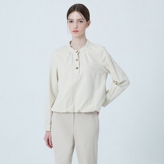 키이스 스트라이프 반버튼 블라우스