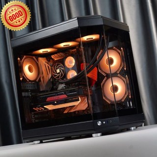 PC 컴퓨터케이스 컴퓨터 가 투명 데스크탑 2가지 미들타워 블랙 아쿠아리움케이스 측면뷰, 화이트케이스+6개의프리즘팬+360수냉식, 1개