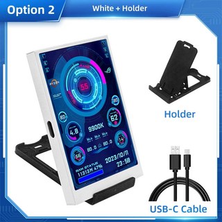 컴퓨터 CPU GPU RAM HDD 디스플레이용 IPS C타입 보조 화면 320 480 USB LCD 모니터 AIDA64 Windows 10 11 3.5 인치, 3.White, 1개
