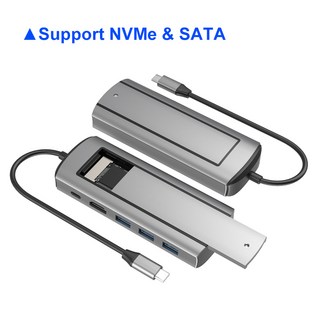 6-IN-1 USB C 허브 SSD 허브 USB C 도킹 스테이션 M.2 NVMe SATA SSD Macbook Pro용 듀얼 프로토콜 유형 C-4K HDMI 어댑터, [02] Only SATA, 1개