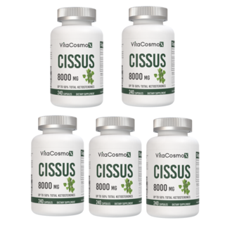 미국직배송 VitaCosmoX 시서스 추출물 Cissus 고함량 고농축 8000mg 케토스테론 50% 시서스캡슐 시서스 가루 분말, 5개, 240정