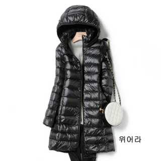 크로스오버 라이트 후드 패딩 여중장 겨울 탈부착 슬림 후드 라지 화이트 오리털 점퍼 보온 안감 심플