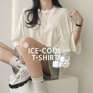 [디데이뉴] [남녀공용] 시원한소재 ICE 쿨 찰랑 오버핏 반팔 티셔츠 7color