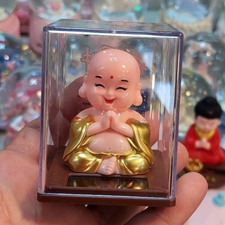 웃는 동자승 스님 승복 옷 불교 부처님 미니 노호혼 골드옷 합장, 1개