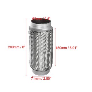 x autohaux 51mm 58mm 65mm 76mm 스테인레스 스틸 자동차 머플러 배기 유연한 파이프 튜빙 범용 배기 조인트 범용, 65x150x200mm, 1개