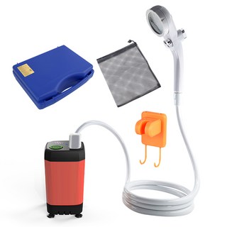 HK.sell 수온표시 충전식 휴대용 캠핑 샤워기, 주황색, 1개