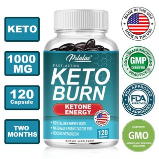 Keto Burn Pills 케토시스 체중 감량 - 1000 Mg 초고급 천연 케토제닉 지방 연소제 남성 여성을 위한 케톤 다이어트 사용, 2개, 120정
