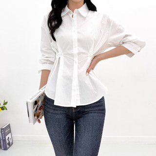 투디 페미닌 허리잘록 사이드 핀턱 셔츠 블라우스 2컬러