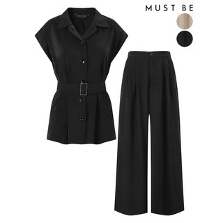 머스트비 벨티드 카라 셔츠 와이드슬랙스 셋업