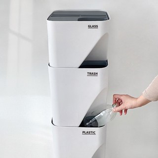 이안리빙 빌드 슬림 분리수거함 원룸 휴지통 쓰레기통, 빌드 분리수거함 대형 3개세트