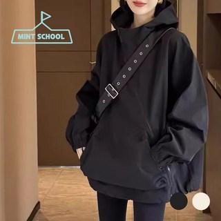 민트스쿨 사선 후드 바람막이 봄자켓 가을자켓 얇은여성자켓 봄잠바 봄외투