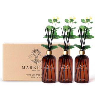 마크퓸 프리미엄 대용량 골드에디션 디퓨저, 양재동꽃시장, 3개, 500ml