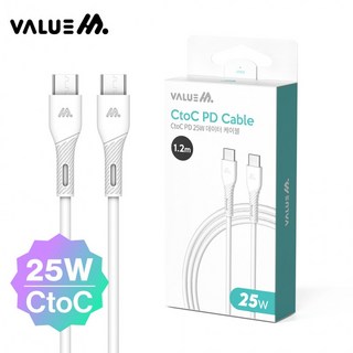 밸류엠 CtoC PD 25W 케이블 1.2M, 1개