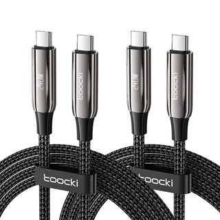 Toocki 툭키 PD 240W c타입 고속 충전기 케이블 480Mbps 데이트 전송, 2개, 블랙, 2m