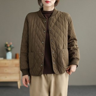 오스틱니 중년 여성 누빔 경량패딩 숏 패딩 자켓 데일리 웰론 패딩 점퍼 루즈핏 여성 퀼팅자켓 겨울 아우터 보온과 패션을 겸비 코트