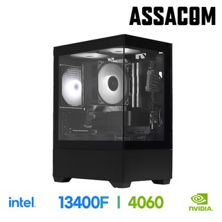 [아싸컴] 조립pc 게이밍 고사양 게임용 데스크탑 롤 배그 본체 인텔 AMD 컴퓨터, 09. 13400F+4060, Free DOS, 500GB, 32GB, 블랙