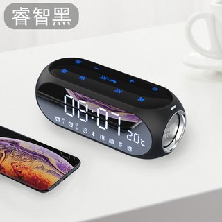 시계 블루투스 스피커 무선 무드등 침실 가정용 업소용 인테리어 선물, 공식 표준배치, 단아 블랙