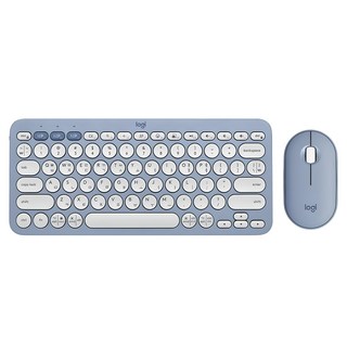 로지텍 PEBBLE 2 COMBO 키보드 마우스 세트, 세레니티 블루(LO100595), 세레니티 블루, 920-012263, 텐키리스