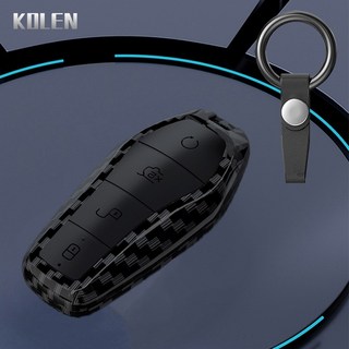 자동차 키 보호대ABS 탄소 섬유 자동차 키 케이스 커버 셸 BYD Qin Plusdmi Atto 3 Han EV Dolphin 내구성, 04 Carbon Set1