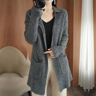 봄가을 스웨터 코트 여성 하프 가디건 루즈핏 캐주얼 양포켓 긴팔 니트가디건 봄가디건 가을가디건