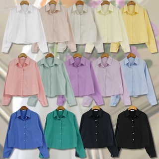 [14컬러구성] 봄컬러 베이직 크롭 셔츠