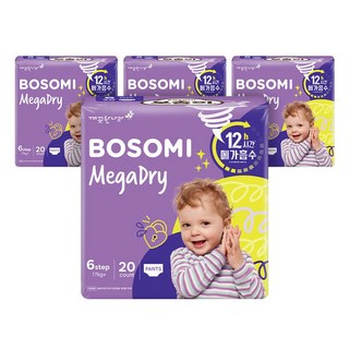 NEW 보솜이 메가드라이 팬티 기저귀 점보형 20개입 4팩 1개, 점보형(2XL), 20개