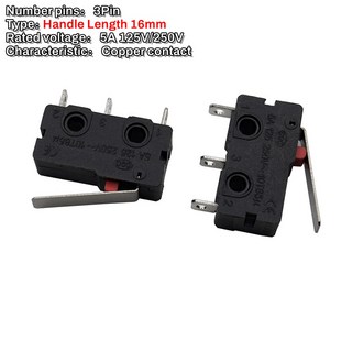 10건 KW12 이동 제한 접촉 버튼 KW11 3Z 2 휠 직선 손잡이/아크 핀 NO/NC 2/3선 5A 125V/250V, 3PIN 16MM, 1개