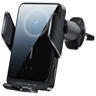 Toocki 송풍구형&흡착형 15W 스마트 3축 고속 무선충전 차량용 핸드폰 거치대 T11, 송풍구고정, 블렉
