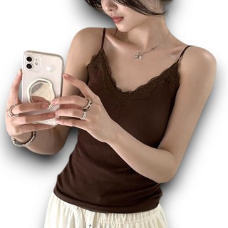 아비토브랜드 2025 여성 브라캡내장 레이스 끈나시 캐미솔 골지 이너나시 사계절 슬리브리스