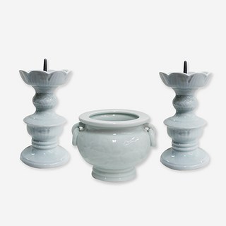 미니 백자 촛대향로 세트(3p)- 촛대/향로/백자/불교용품/제수용품/제기, 1개