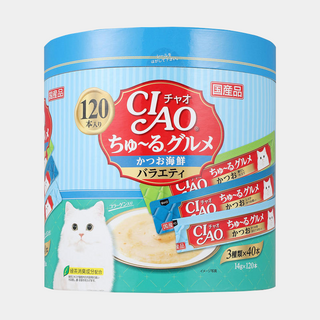 챠오츄르 고양이 구루메 버라이어티 스틱 120p, 혼합맛(가다랑어/해산물), 1.68kg, 1개