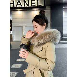 2024 겨울 라쿤 카라 여성용 하프 다운 재킷