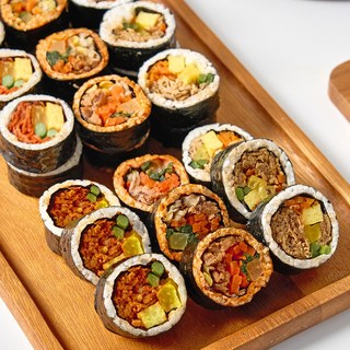 간편 저당 잡곡 곤약밥 비건 김밥 세트 3종 혼합 우엉유부+잡채+고추장 비빔밥 김밥 현미 곤약볶음밥 (냉동), 220g, 6개