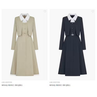 [라인어디션] (N537) 배색셔츠 레이어드 카라 원피스 NWOPOJ0500