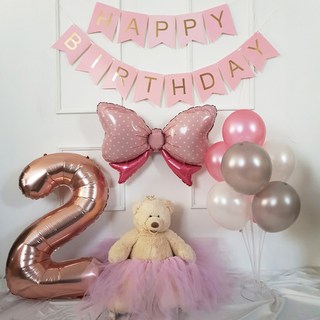 재미제이 해피벌스데이 플래그가랜드 3종세트(핑크) 생일가랜드, 1세트, 로즈골드숫자풍선(대형)_2